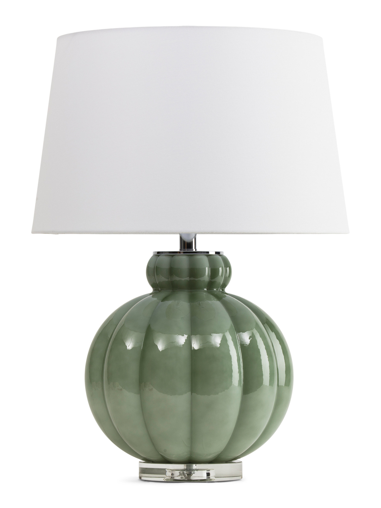 27.5in Ribbed Glass Table Lamp With Drum Shade | TJ Maxx