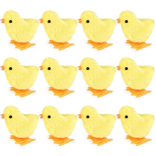 3 otters 12PCS Wind Up Toys for Easter Chicken Party Favors, Wind-Up Jumping Cute Chicken Plush Chicks Toy for Kids Goodie Bags Treasure Chest Easter Egg Fillers Birthday Party Favors Gifts | Amazon (US)
