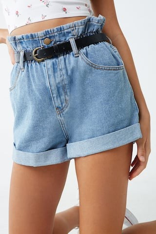 Belted Denim Paperbag Shorts | Forever 21 (US)