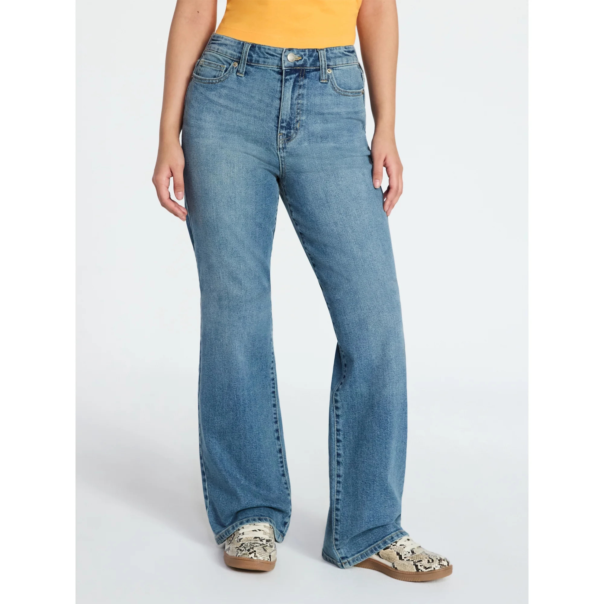 No Boundaries High Rise Baggy Wide Leg Jeans, 32" Inseam, Women's and Women's Plus Sizes XXS-4X | Walmart (US)