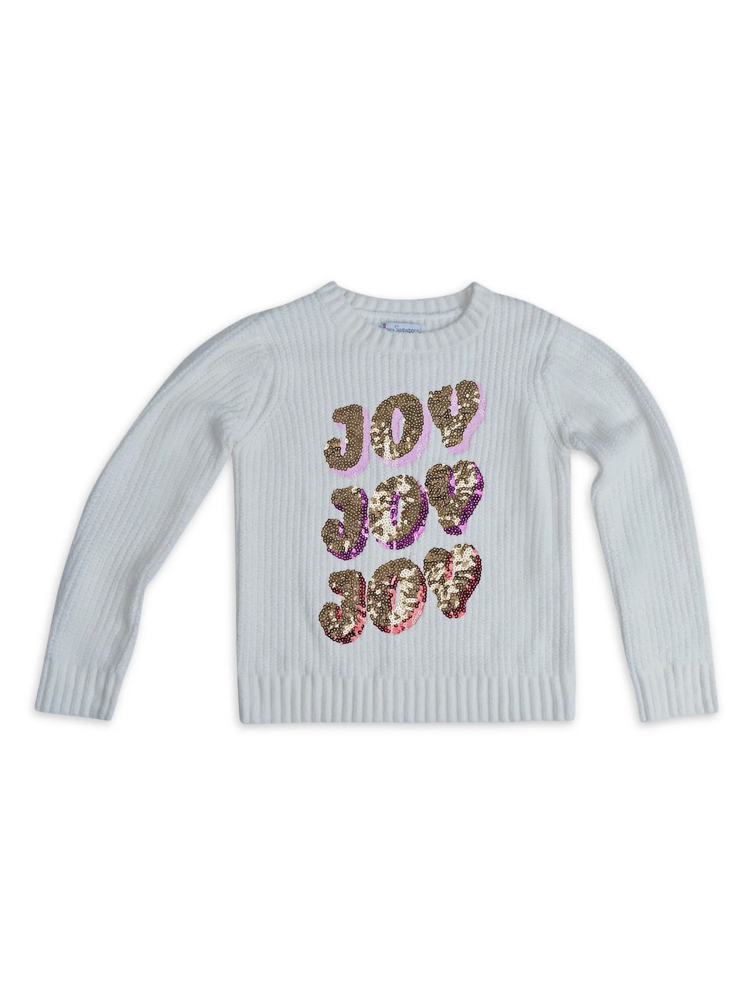 Jolly Sweaters Girls Christmas Long Sleeve Crew Neck Pullover Sweater, Sizes 4-16 | Walmart (US)
