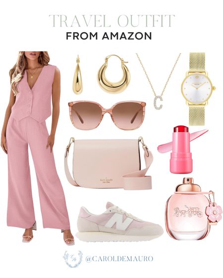 Elevate your vacation style with this travel outfit inspo: a pink matching set, a cute pink sneakers handbag and more!
#casualoutfit #outfitinspo #springfashion #airportlook

#LTKitbag #LTKSeasonal #LTKbeauty