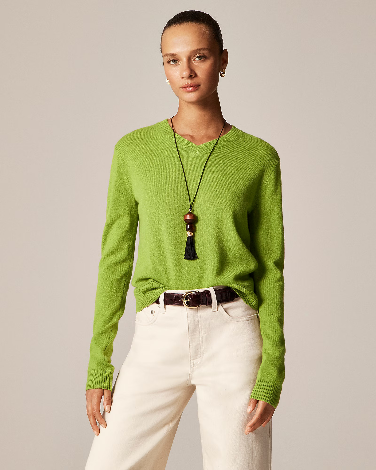 Cashmere high V-neck sweater | J. Crew US
