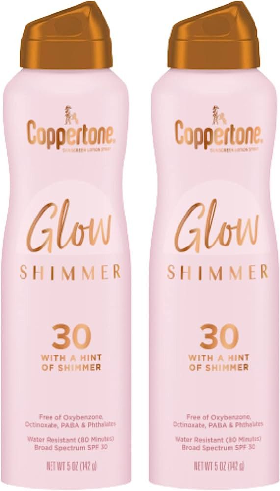 Coppertone Glow with Shimmer Spray Sunscreen, Broad Spectrum SPF 30 Sunscreen, 5 Oz, Pack of 2 | Amazon (US)