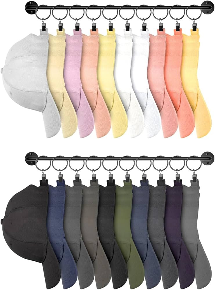 Viklluyr Hat Wall Rack Cap Organizer: Baseball Hat Racks Display Holder with 20 Hooks - Modern Me... | Amazon (US)