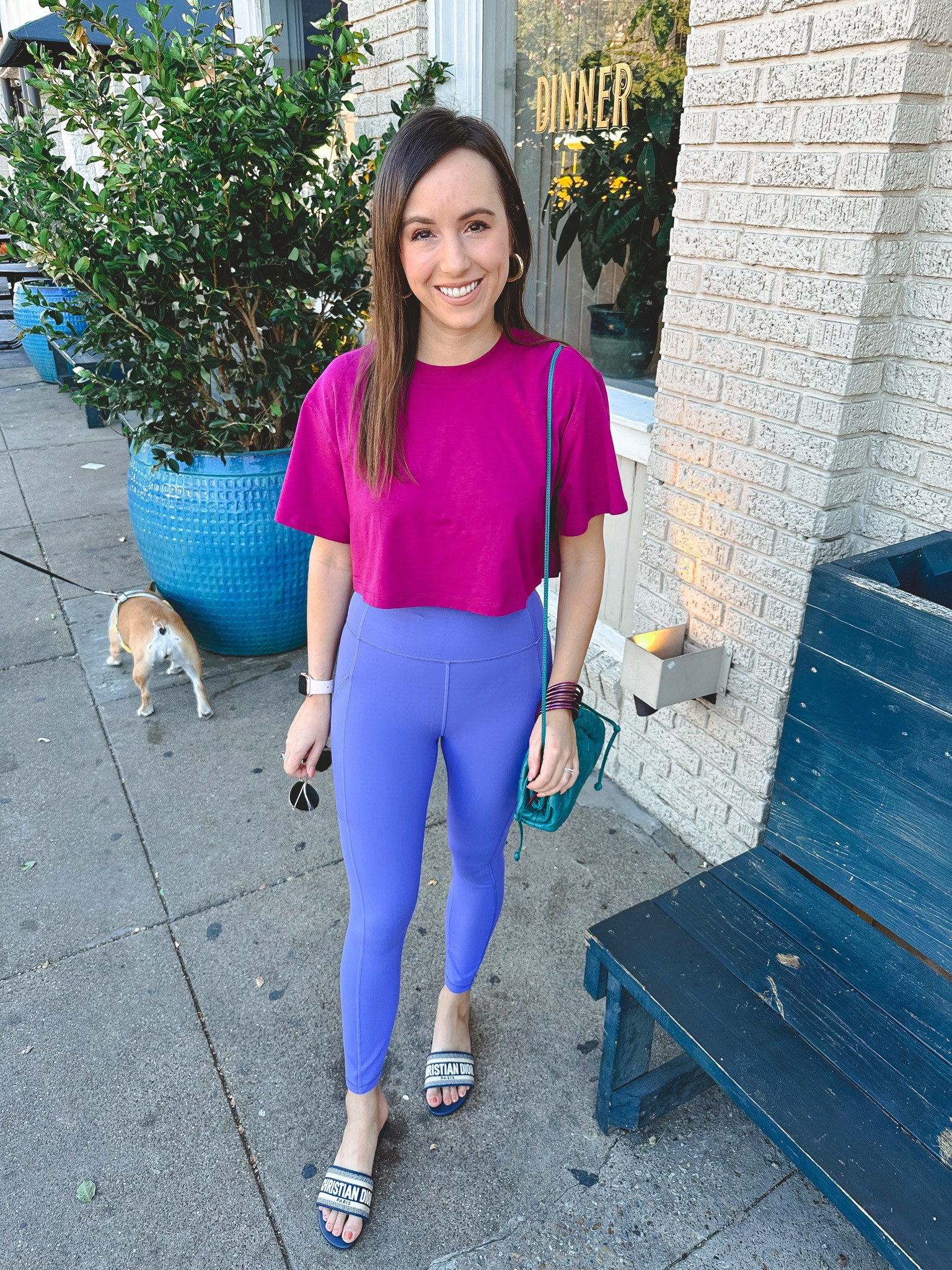 Lululemon all yours cropped tee in magenta purple (size 6) with invigorate leggings in charged indigo (size 4) with Dior slides




#LTKFindsUnder100 #LTKFitness #LTKSeasonal