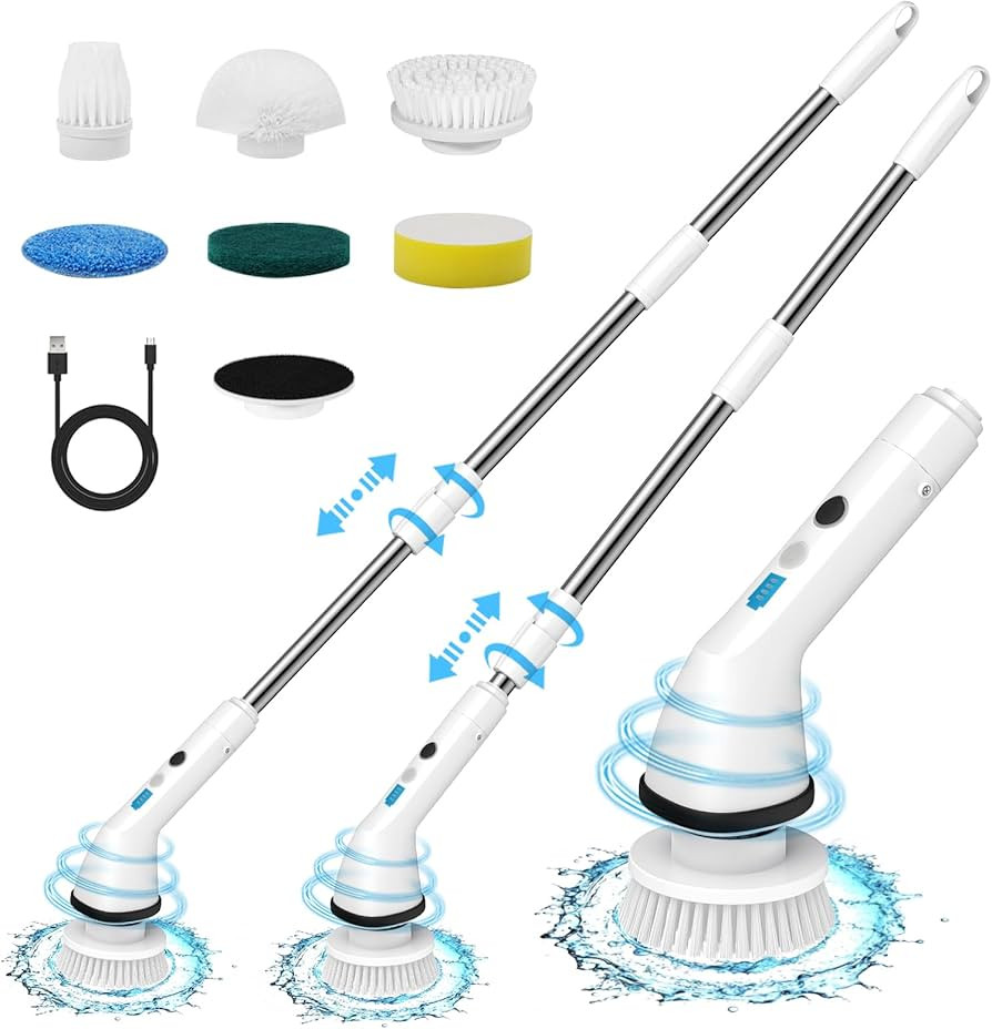 Electric Spin Scrubber, Wesstun IPX6 Waterproof Electric Cleaning Brush, Cordless Electric Scrubb... | Amazon (UK)