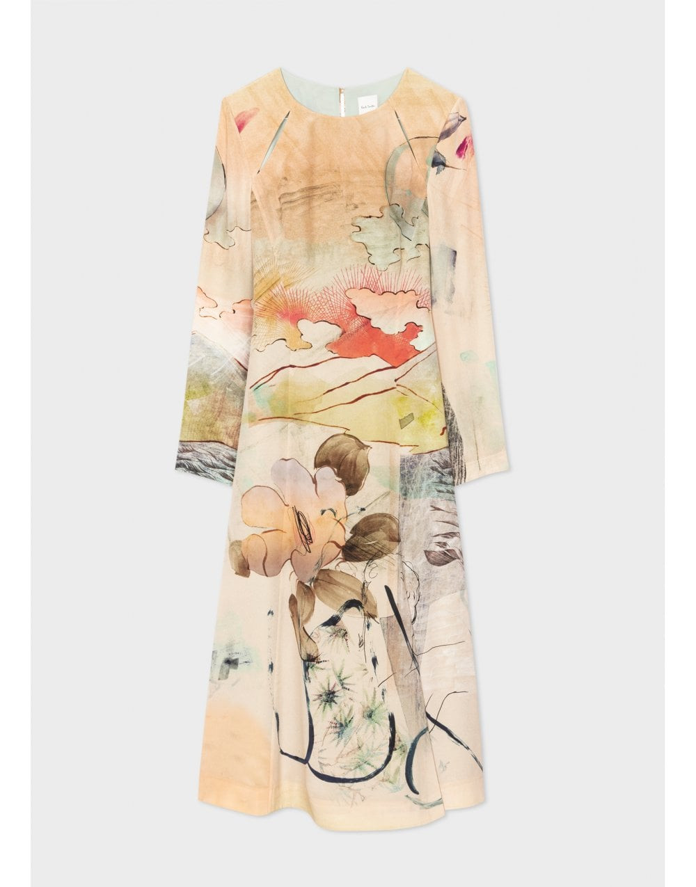 Paul Smith Paul Smith Landscape Artist Silk Dress Col: 60 Light Beige, Size: 10 - Trouva | Trouva (Global)