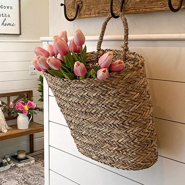 Simple Seagrass Wall Basket Set of 2 | Antique Farm House