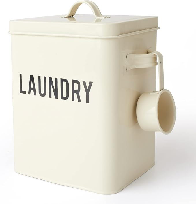 LA JOLIE MUSE Laundry Detergent Powder Storage Tin Box, Farmhouse Laundry Room Decor, 9 Inch High... | Amazon (US)