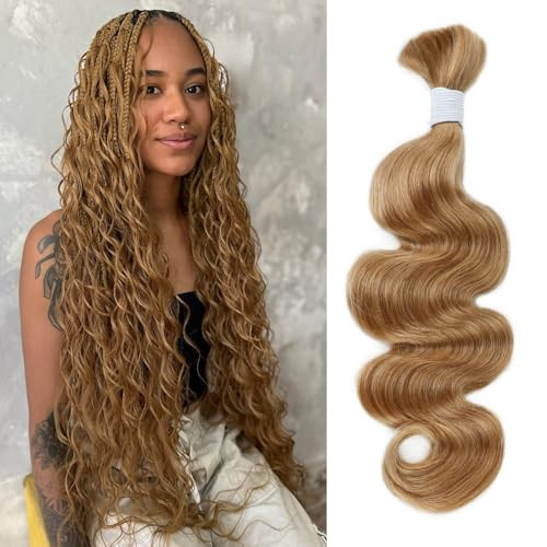Goulus Body Wave Bulk Human Hair For Braiding #27 Honey Blonde Boho Braids Human Hair Brading Hair Extensions 100g One Bundle Wet and Wavy Human Braiding Hair For Boho Braids(18inch, Honey Blonde) | Amazon (US)