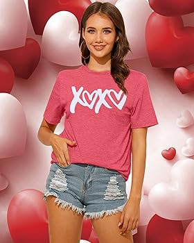 Valentines Day Shirts XOXO Shirt - Women Valentines Day Gifts Tops Valentines Day Outfit Casual H... | Amazon (US)