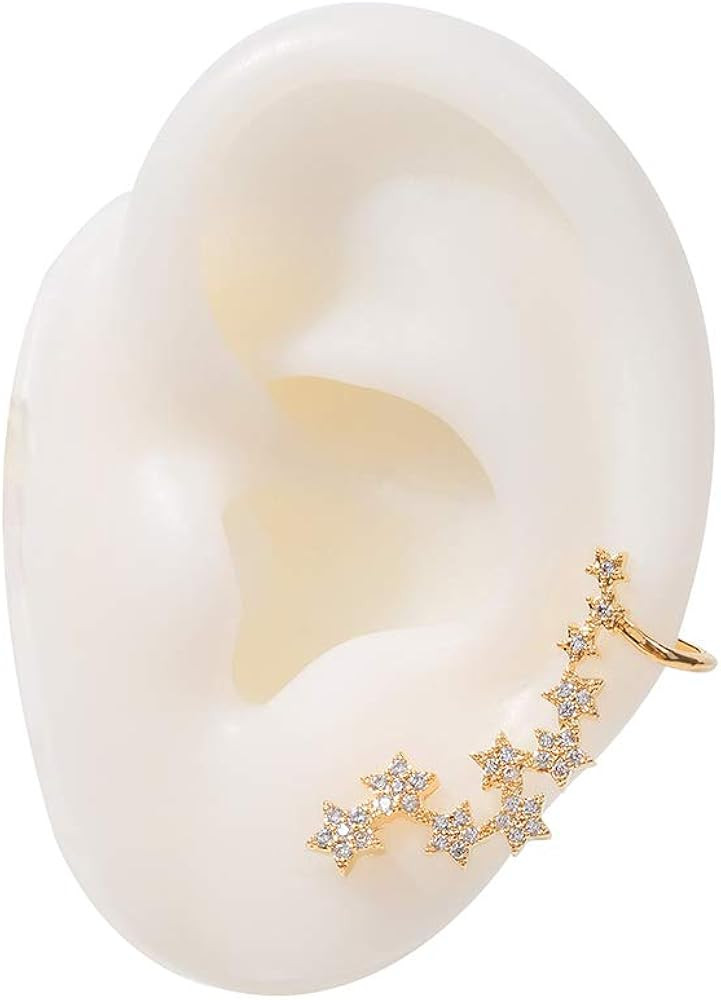 Vercret Gold Cuff Earrings for Women - No Piercing Cartilage Ear Cuff CZ Adjustable Ear Clip Wrap... | Amazon (US)