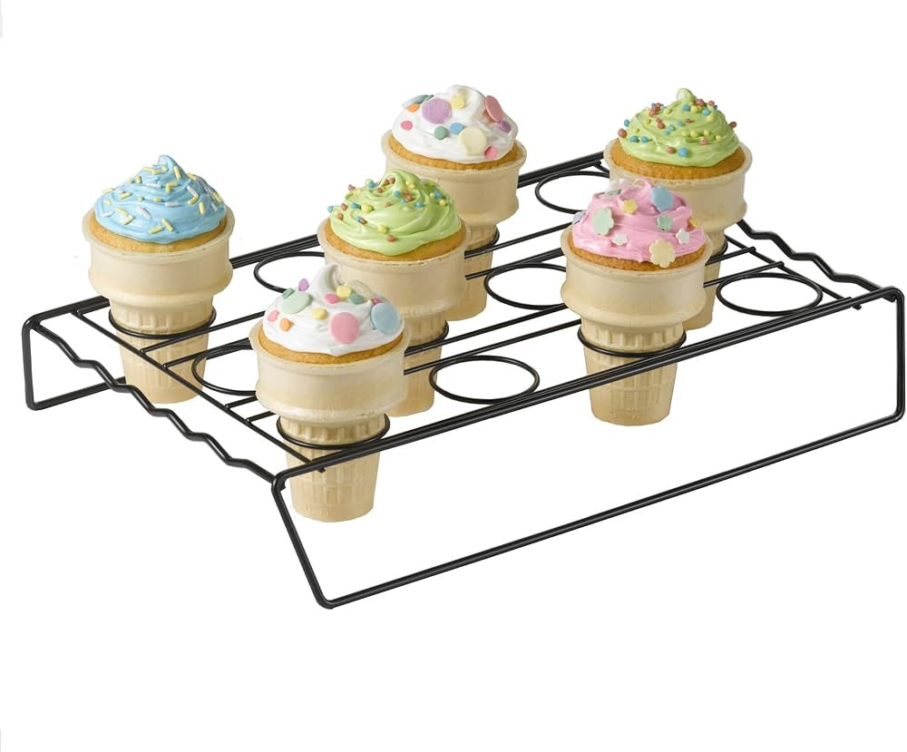 Nifty Ice Cream Cone Cupcake Baking Rack – Holds up to 12 Medium & Large Cupcake Cones, Non-Sti... | Amazon (US)