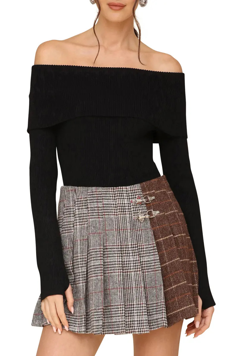 Avec Les Filles Rib Foldover Off the Shoulder Sweater Bodysuit | Nordstrom | Nordstrom