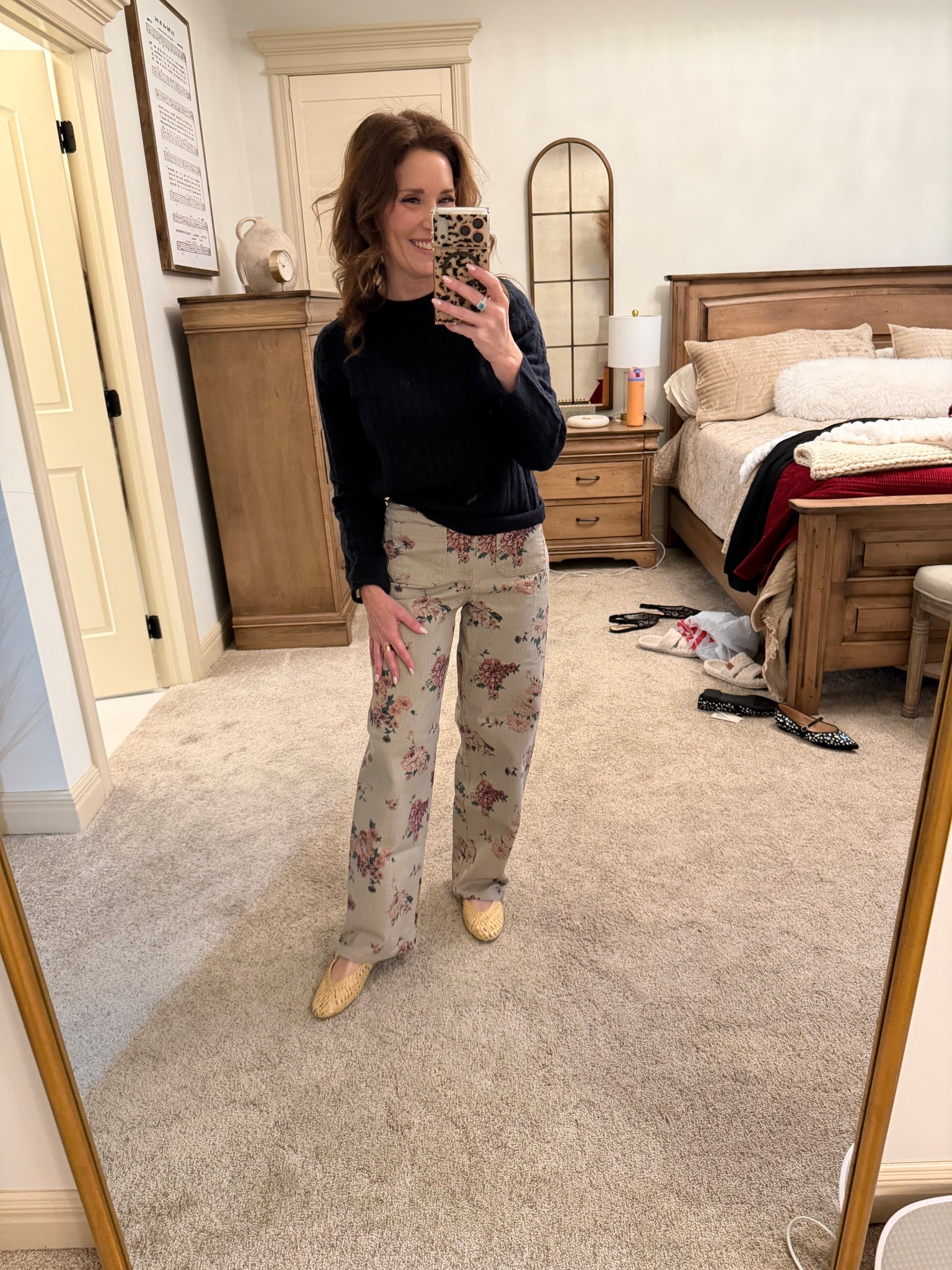 Styling these floral sailor straight jeans with a navy sweater and woven flats. The exact pants aren’t online yet, but I’ve linked a similar style I love.

#LTKWorkwear #LTKOver40 #LTKootd