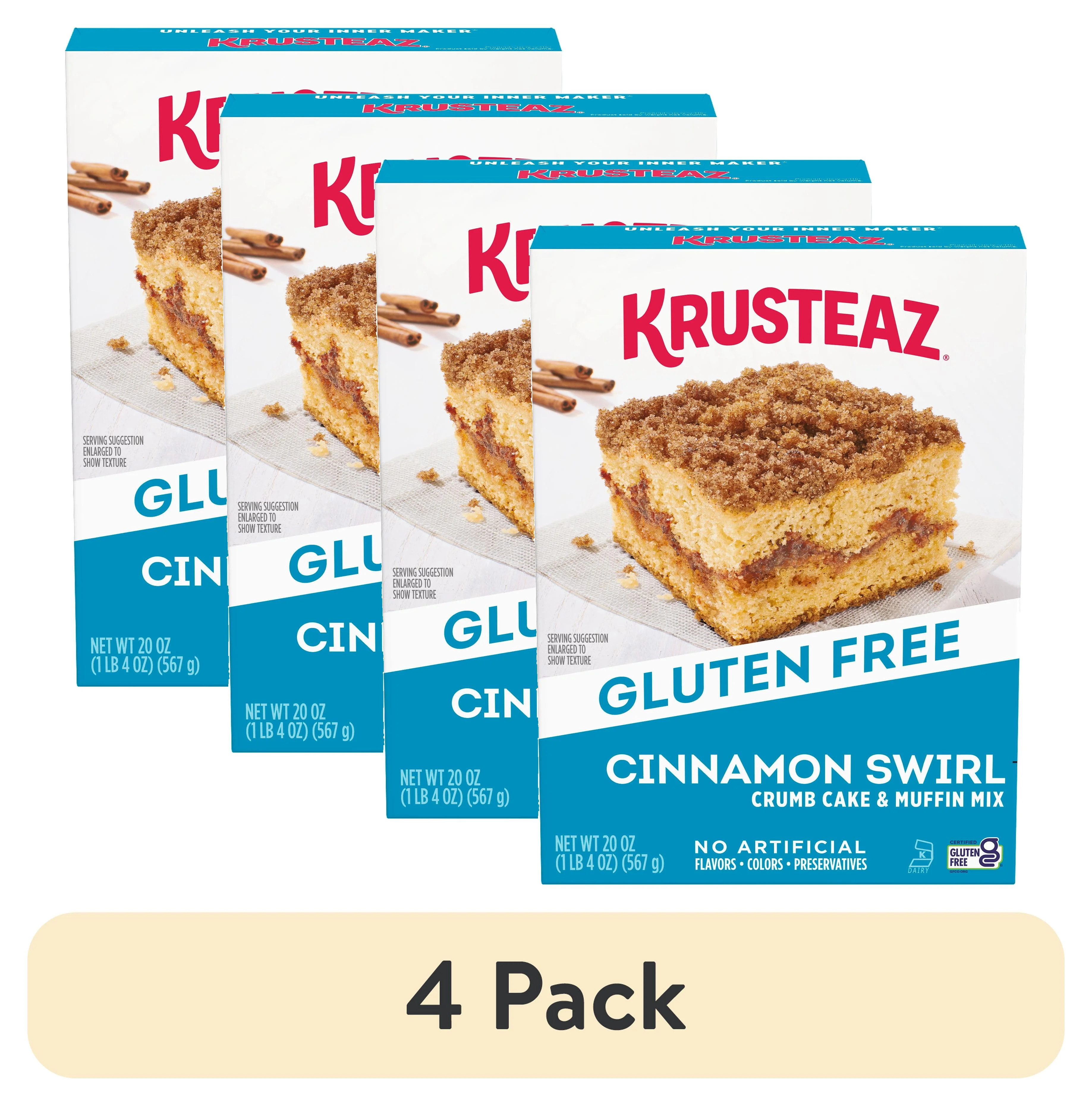 (4 pack) Krusteaz Gluten Free Cinnamon Swirl Crumb Cake & Muffin Mix, 20 oz Box | Walmart (US)
