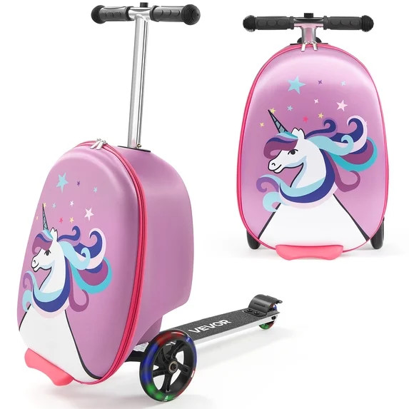 VEVOR Ride-on Luggage, 20 L Capacity, 20 Inches Kids Scooter Suitcase with Flash PU Wheels, Adjus... | Walmart (US)