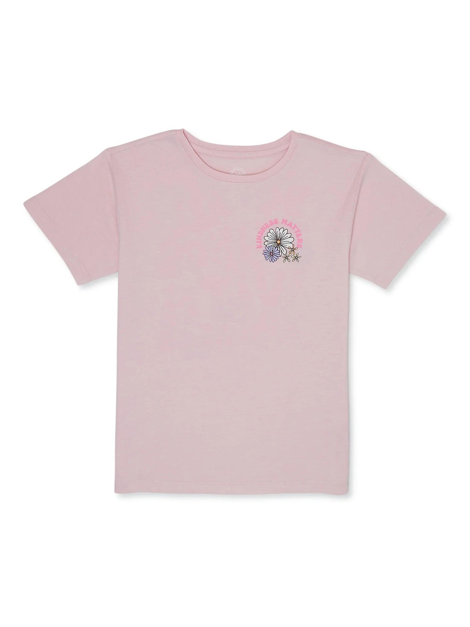 Wonder Nation Girls Kindness Matters, Crew Neck, Short Sleeve, Graphic T-Shirt, Sizes 4-18 | Walmart (US)