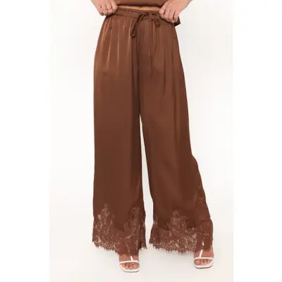 Petal & Pup Viola Drawstring Waist Wide Leg Pants in Wine at Nordstrom, Size X-Large | Nordstrom