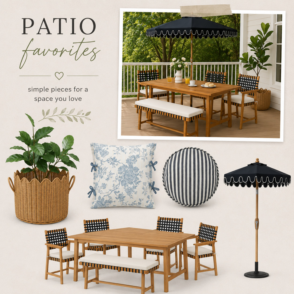 I love when outdoor spaces feel collected instead of perfectly matched, and these Target finds have that easy mix of classic blue-and-white, woven textures, and timeless black accents. 

 #LTKSeasonal #LTKHome