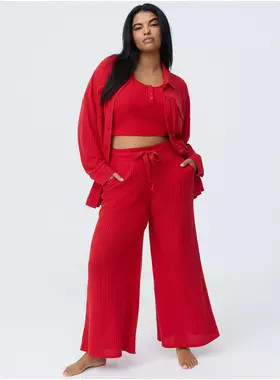 Super Soft Plush Waffle Wide Leg Lounge Pant | Torrid (US & Canada)