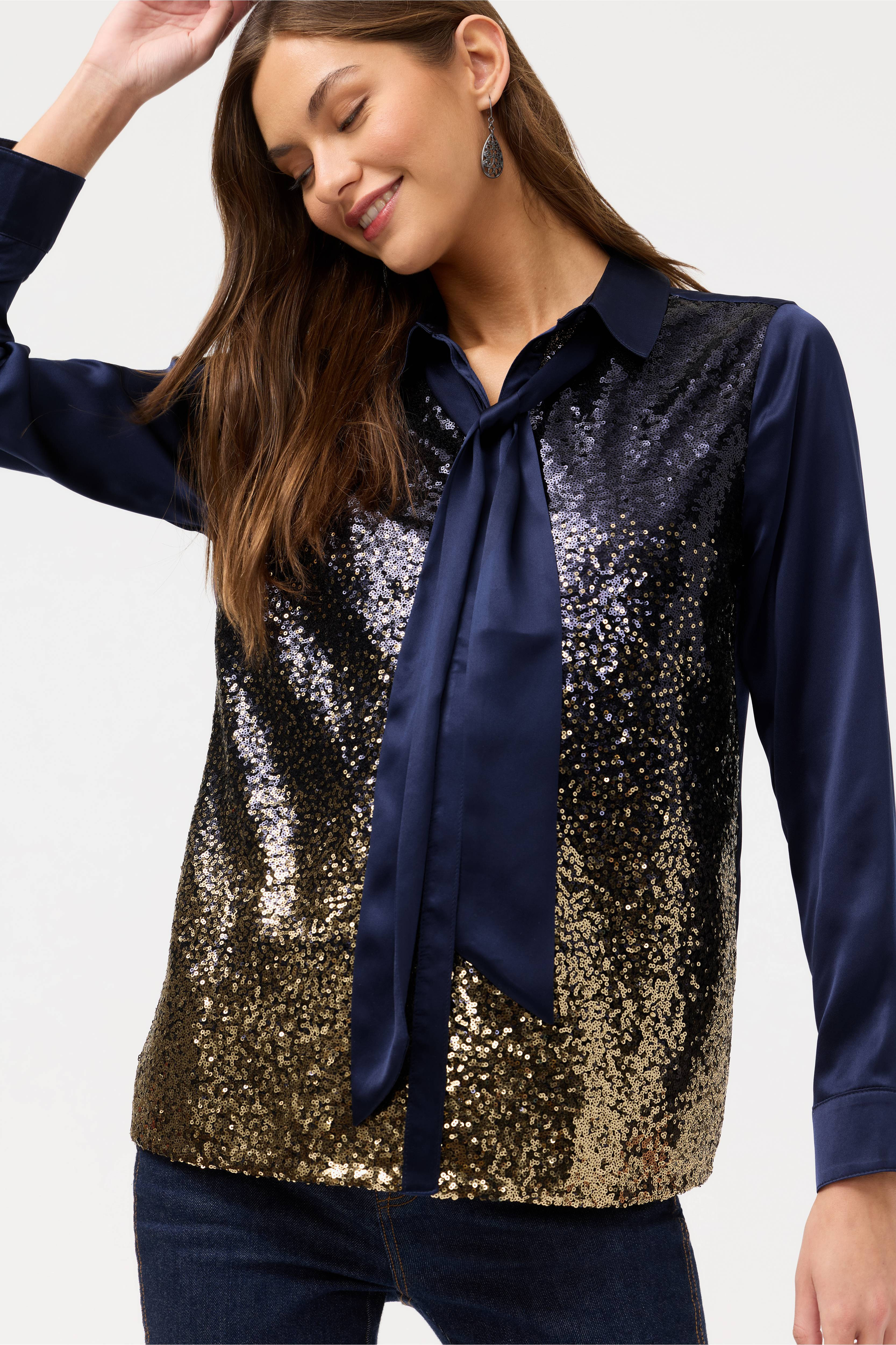SELYA SEQUIN TIE SHIRT
                                
                                    
    ... | Johnny Was