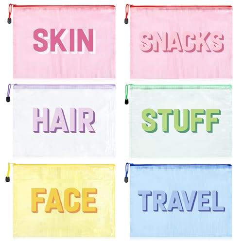 6PCS Makeup Bags Hair Face Skin Stuff Travel Organizer Cosmetic Toiletry Pouch with Zipper Perfect Gifts for Women | Amazon (US)