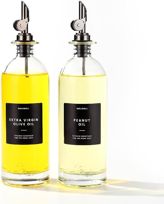 Molimoli Oil and Vinegar Dispenser with Metal Pour Spout, Weighted Pourer, Glass Bottle Dispenser... | Amazon (US)