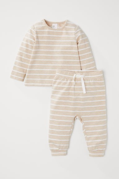 H & M - Cotton Top and Pants - Beige | H&M (US + CA)