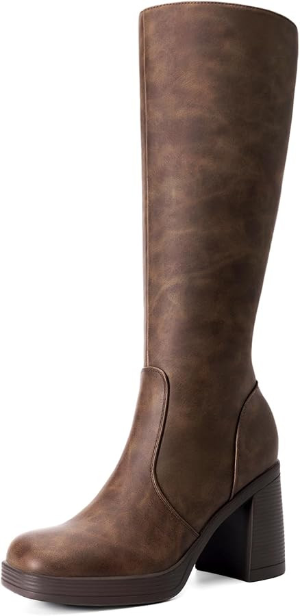 DREAM PAIRS Knee High Boots for Women Platform Square Toe Chunky Block Heeled Stylish Comfortable... | Amazon (US)