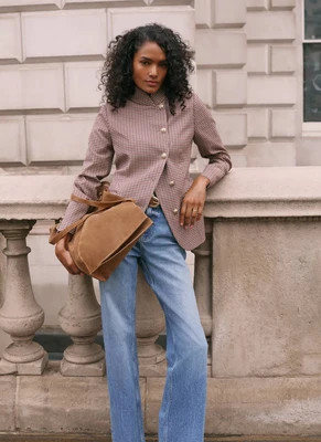 Burgundy Checked Single Breasted Blazer | Mint Velvet - UK