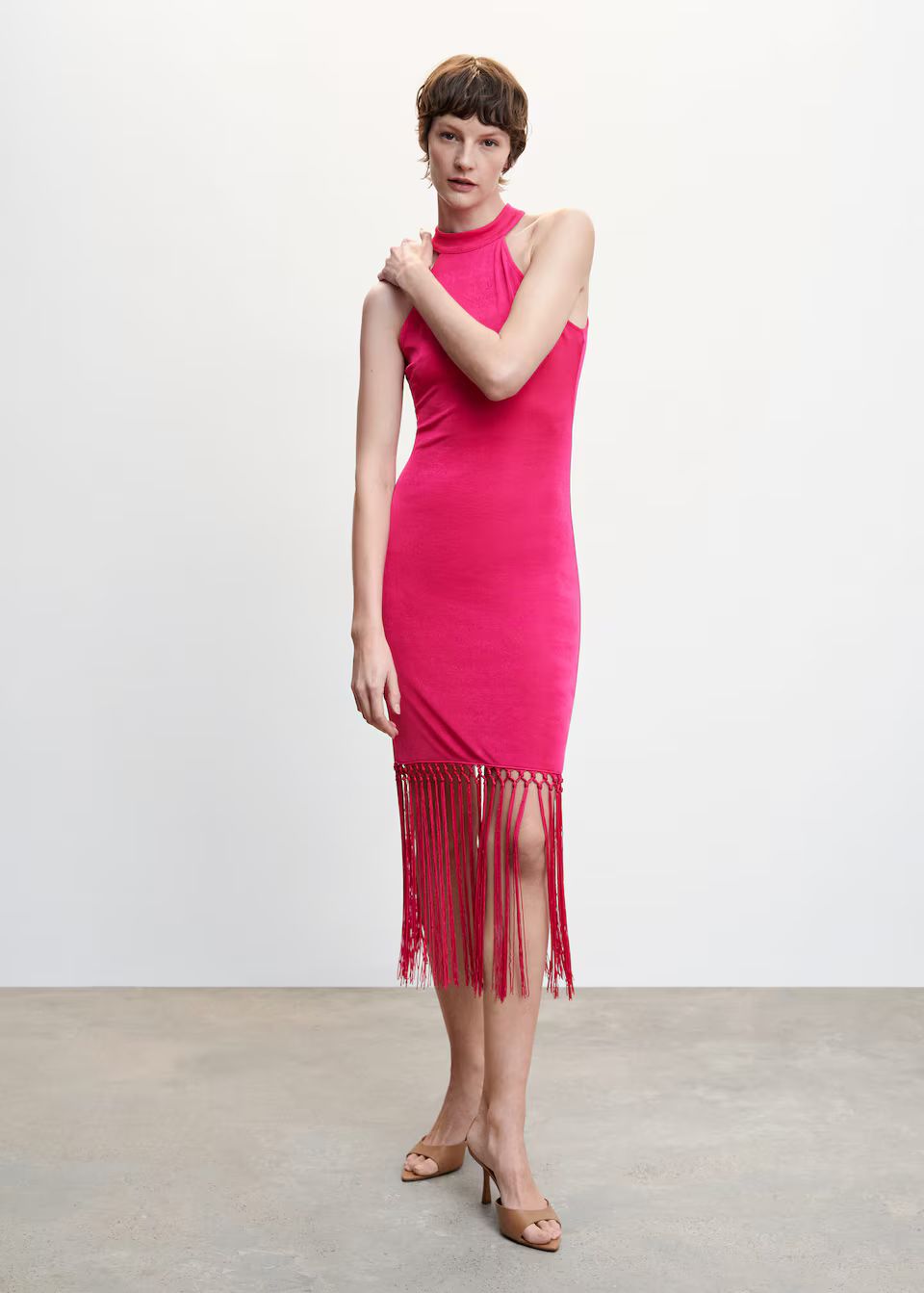 Halter neck fringed dress | MANGO (US)