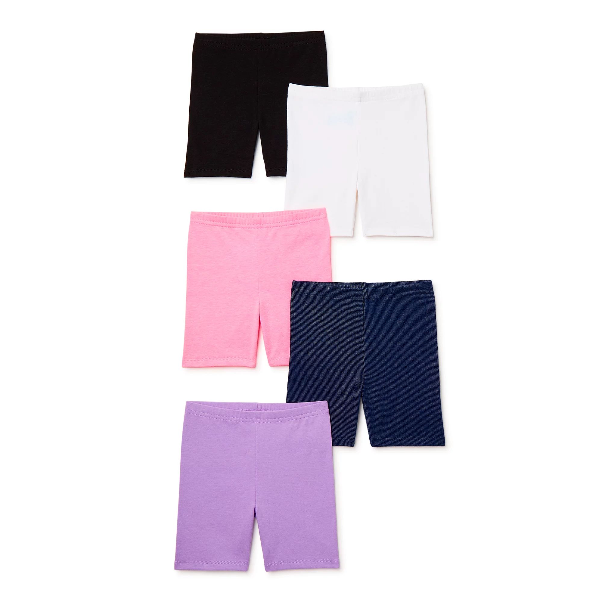 Garanimals Baby Girls & Toddler Girls Solid Biker Shorts, 5-Pack, Sizes 12M-5T | Walmart (US)