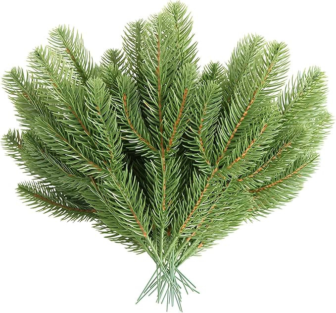 30pcs Artificial Pine Branches Green Plants Pine Needles DIY Accessories for Garland Wreath Chris... | Amazon (US)