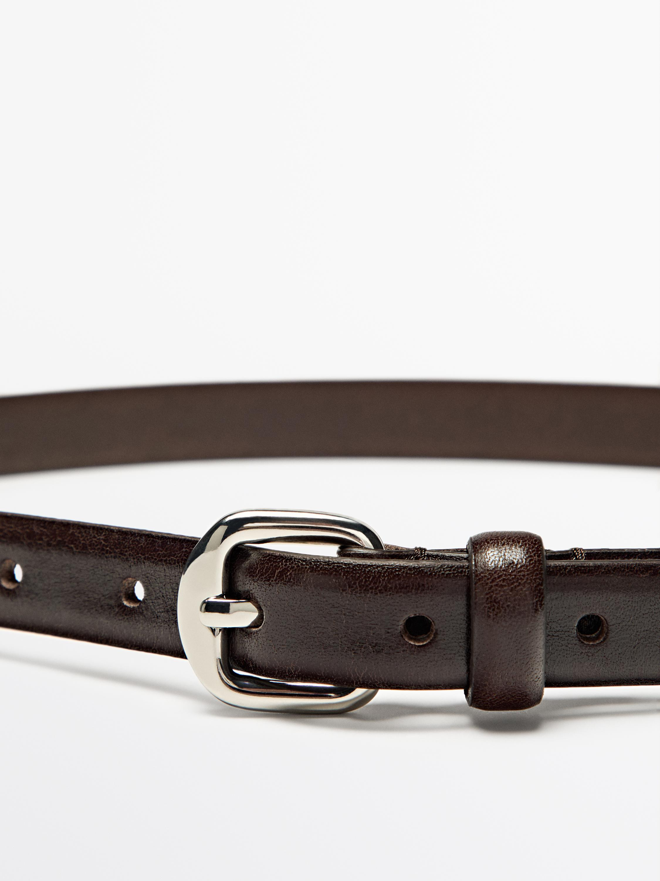 Leather belt with arched buckle | Massimo Dutti UK