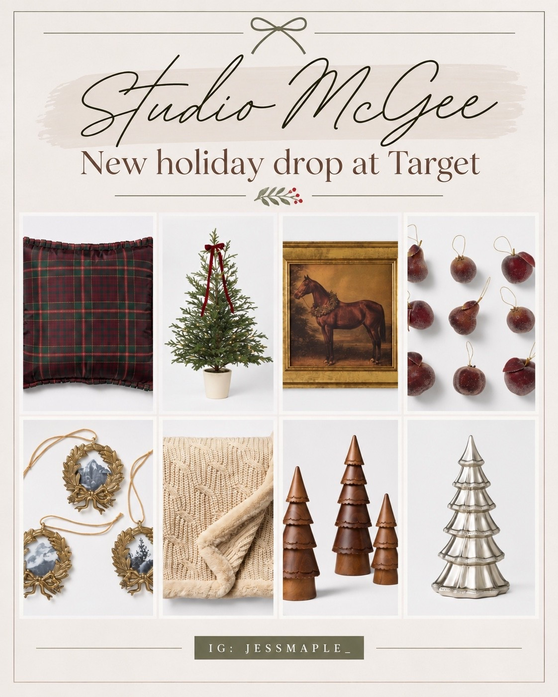 Studio McGee’s new holiday collection has arrived at Target! 🎄✨ Sharing a few of my favorite finds from this year’s drop.. cozy Christmas decor, classic plaid, vintage-inspired ornaments, holiday pillows, tabletop trees & more. So many pretty pieces for adding a little warmth to your home this holiday season!