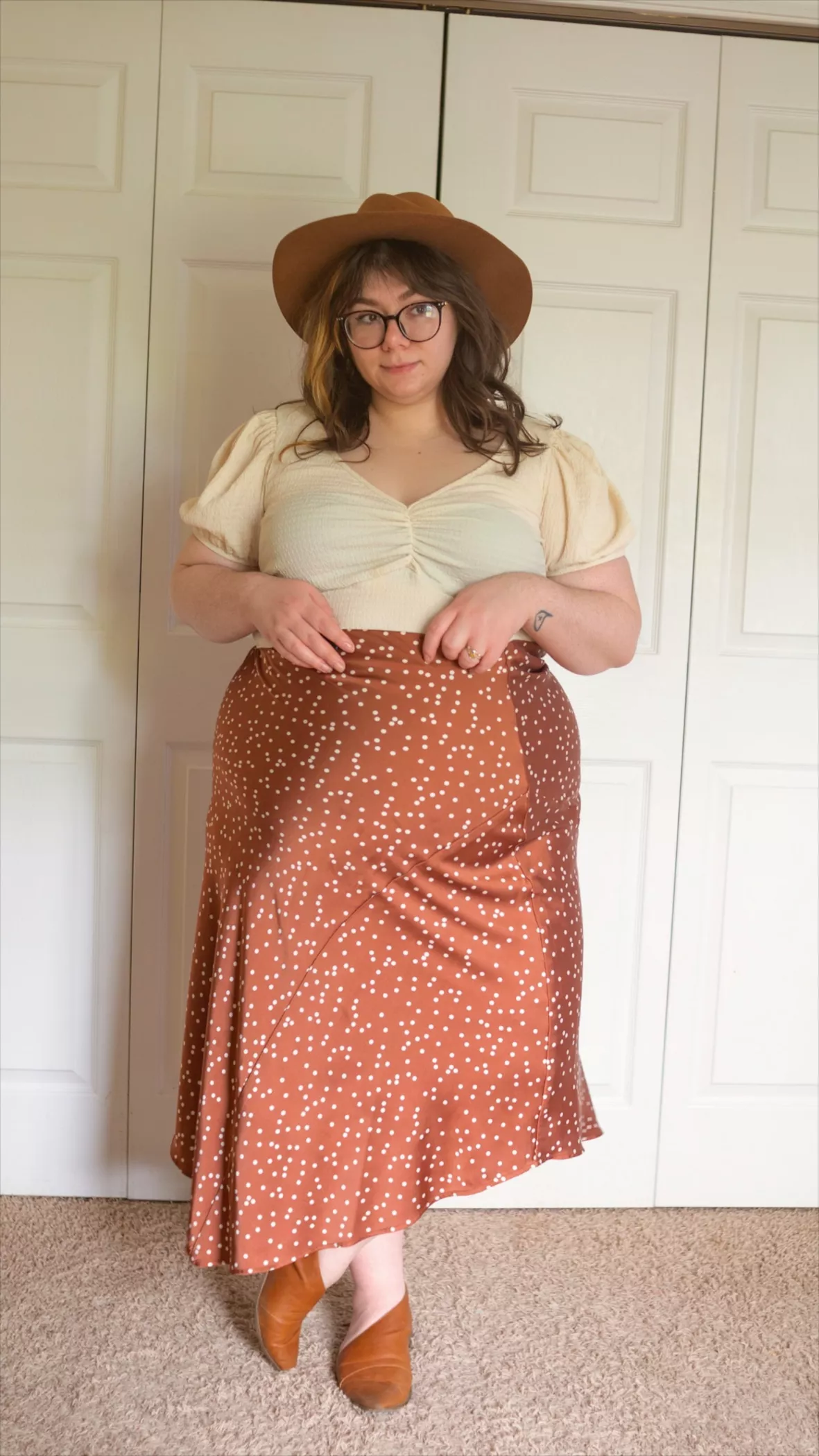 Plus Size Polka Dot Midi Skirt