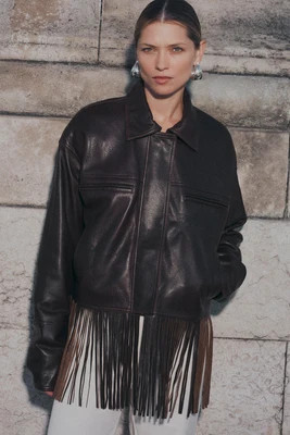 The Fringe Leather Jacket (Espresso) | SAME