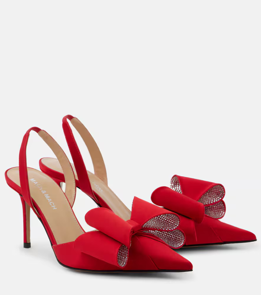 Mach & Mach Le Cadeau 85 bow-detail satin pumps | Mytheresa (US/CA)