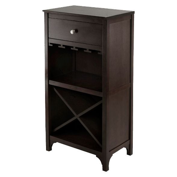 X-Shelf Drawer Wine Cabinet Wood/Coffee - Winsome | Target