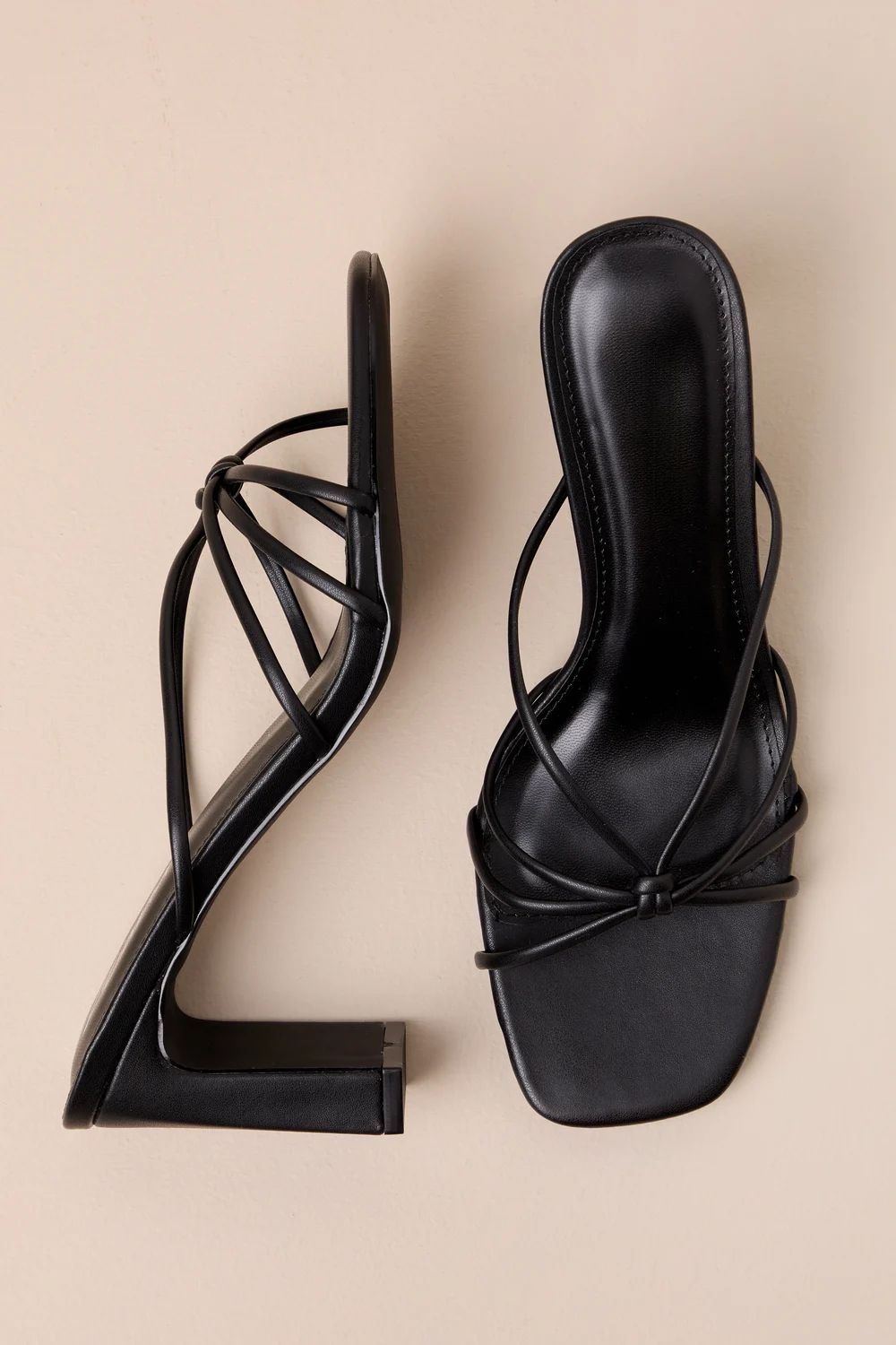 Portny Black Strappy Knotted High Heel Slide Sandals | Lulus