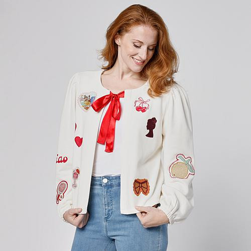 G by Giuliana Black Label Embroidered Knit Cardigan - Ivory/Off White - Size X-Large | HSN