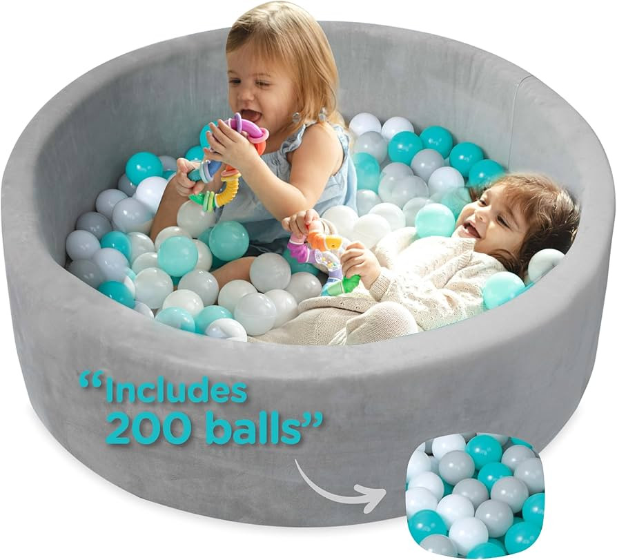 Nuby Velvet Ball Pit, Soft Play Foam Ball Pits for Baby and Toddlers with 200 Colored Balls Inclu... | Amazon (US)