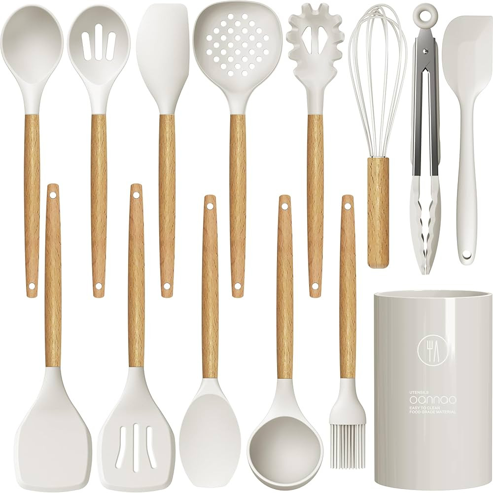 Silicone Cooking Utensils Set - 446°F Heat Resistant Silicone Kitchen Utensils for Cooking,Kitch... | Amazon (US)