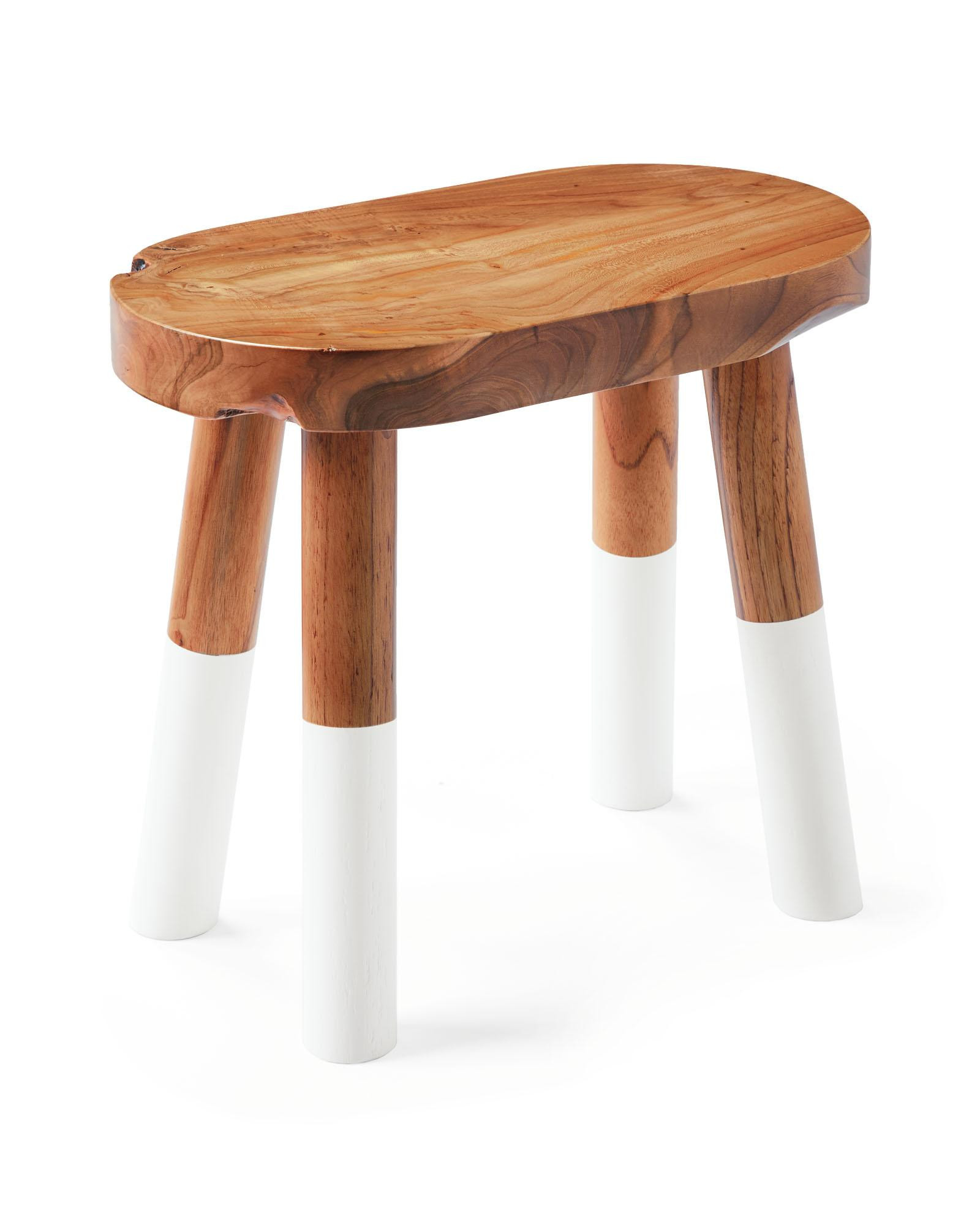 Dip-Dyed Oval Stool â White | Serena and Lily