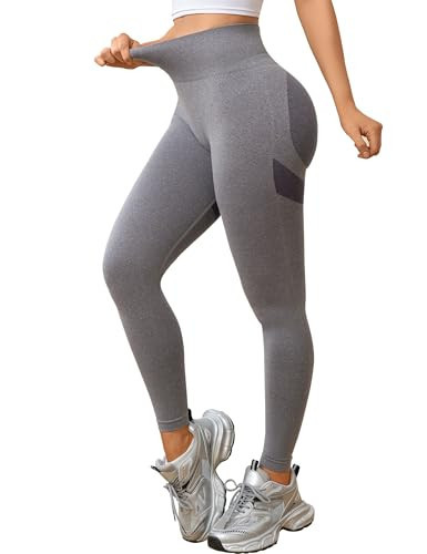 High Waisted Leggings for Women,Soft Athletic Tummy Control Pants for Running Yoga Workout Pants Grey S | Amazon (US)