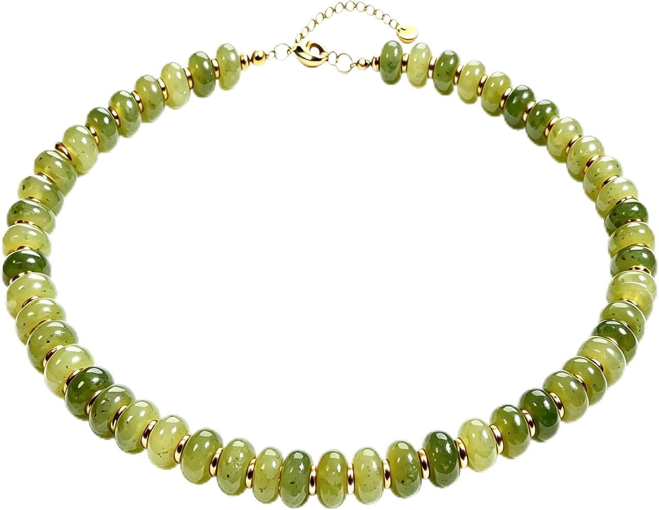 Natural Stone Rondelle Beaded Necklace for Women Gold Plated Spacer Adjustable Choker Jewelry | Amazon (US)
