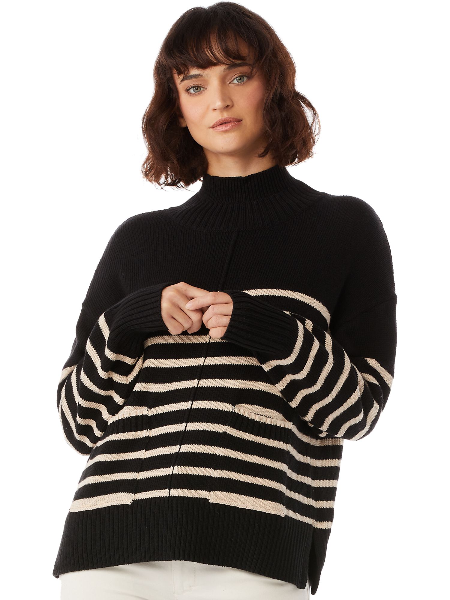 Free Assembly Women's Boxy Mock Neck Sweater | Walmart (US)