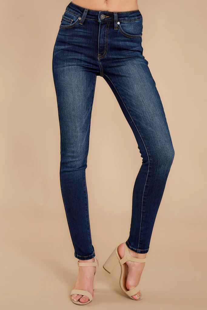 Perfect Aim Dark Wash Skinny Jeans | Red Dress 